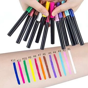 COOSA 12 Colors Matte Colorful Liquid Eyeliner Set, High Pigmented Color Eyeliner Lasting Waterproof Professional Bright-colored Eyeliner Pen Set -Smudgeproof Makeup Eyeliner Pen