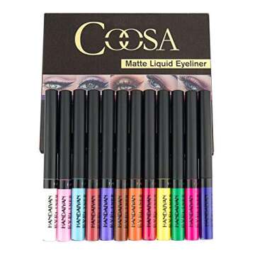 COOSA 12 Colors Matte Colorful Liquid Eyeliner Set, High Pigmented Color Eyeliner Lasting Waterproof Professional Bright-colored Eyeliner Pen Set -Smudgeproof Makeup Eyeliner Pen
