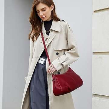 HESHE Leather Purses and Handbags Hobo Shoulder Bags Tote Bag Crossbody Purse Ladies Designer Satche...