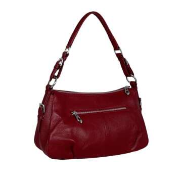 HESHE Leather Purses and Handbags Hobo Shoulder Bags Tote Bag Crossbody Purse Ladies Designer Satchel Bags (Wine)