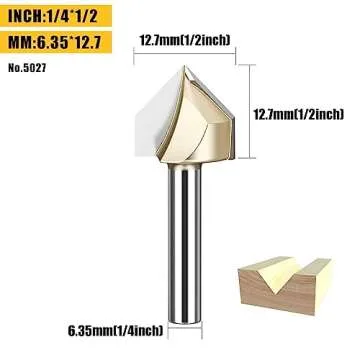 HUHAO 5PCS CNC Engraving Bits 90 Degree V Groove Router Bit 1/4 Shank 2 Flute Carbide V Bit Woodwork...