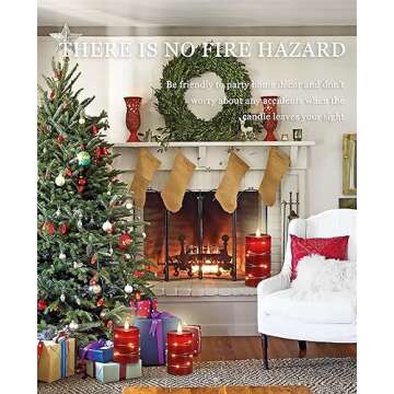 Fanzir Red Flameless Candles with String Lights Battery Operated LED Pillar Candles 4‘’ 5‘’ 6‘’ Candle with Remote Control,Fake Candle Set of 3 for Christmas or Special Festivals Decorations