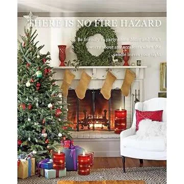 Fanzir Red Flameless Candles with String Lights Battery Operated LED Pillar Candles 4‘’ 5‘’ 6‘’ Candle with Remote Control,Fake Candle Set of 3 for Christmas or Special Festivals Decorations