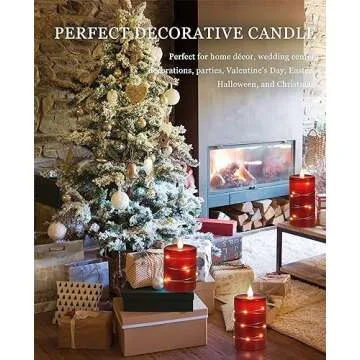 Fanzir Red Flameless Candles with String Lights Battery Operated LED Pillar Candles 4‘’ 5‘’ 6‘’ Candle with Remote Control,Fake Candle Set of 3 for Christmas or Special Festivals Decorations