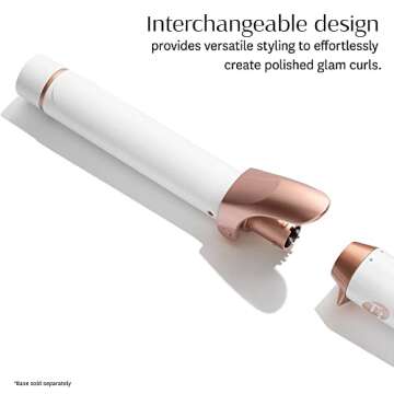T3 Polished Curls 1.25" Interchangeable Clip Barrel Compatible with Convertible Base, with Custom Blend Ceramic Barrel for Shiny, Long-Lasting Curls