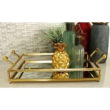 Deco 79 Glam Metal Mirrored Tray - Stylish & Functional