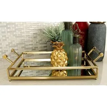 Deco 79 Glam Metal Mirrored Tray - Stylish & Functional