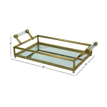 Deco 79 Glam Metal Mirrored Tray - Stylish & Functional