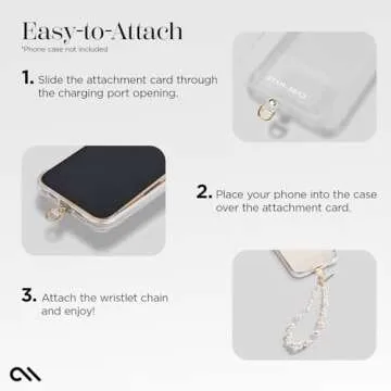 Case-Mate Phone Charm with Beaded Pearls and Crystals - Detachable Anti Theft Strap - Hands-Free iPhone Wrist Strap for Women - Phone Chain Wristlet for Galaxy, Pixel and More - Crystal Pearl