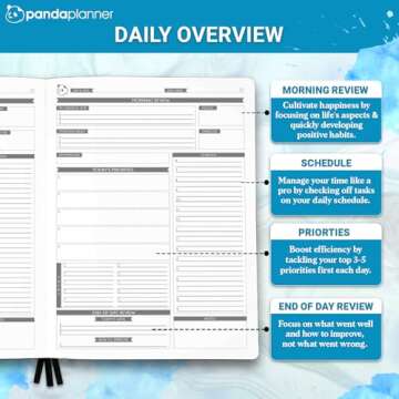 Panda Planner Pro 2025 Undated Daily Planner with Hourly Schedule 8.5"x11" - To Do List Notepad, Dai...