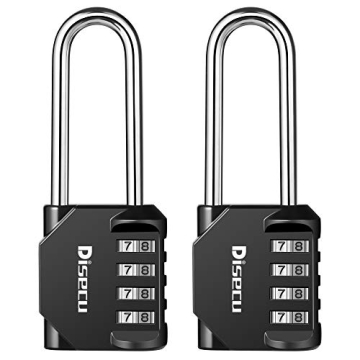 2 Pack disecu 2.6 Inch Long Shackle Combination Lock, 4 Digit Outdoor Waterproof Padlock for School ...