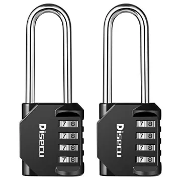 Disecu 2 Pack 4 Digit Combination Locks - Outdoor Waterproof Padlock for Multi-Use