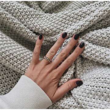 POWNOOL Chunky Band Rings for Women 2 Tone Intertwined Crossover Statement Ring, Cable Wire Twine Twisted Wide Index Finger Gold and Silver Ring Fashion Costume Jewelry Gifts for Her (7)