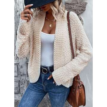 Dokotoo Women's 2025 Fashion Casual Open Front Long Sleeve Chunky Knit Cardigans Sweaters Outerwear ...