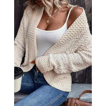Dokotoo Women's 2025 Fashion Casual Open Front Long Sleeve Chunky Knit Cardigans Sweaters Outerwear Coats