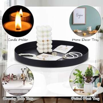 DoubleFill 11.8" Black Round Metal Serving Tray Set