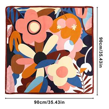 AWAYTR 35” Large Square Satin Head Scarf - Silk Hair Scarf Square Hair Bandanas Large Scarf Sleepi...