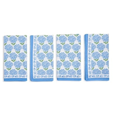 Two's Company Hydrangea Set of 4 Napkins Cotton