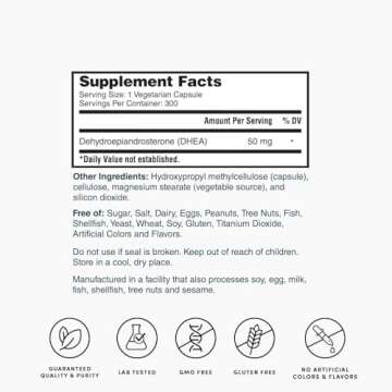 Nature's Lab DHEA 50mg Supplement for Hormone Balance