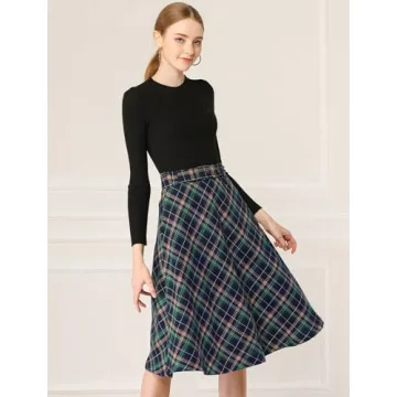 Trendy Tartan Plaid Midi Skirt for Women - Perfect for Holidays