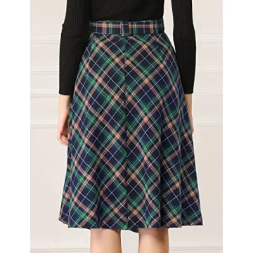 Trendy Tartan Plaid Midi Skirt for Women - Perfect for Holidays