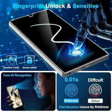 3 Pack Screen Protector for Samsung Galaxy S25 Ultra 6.9 Inch, 9H Tempered Glass, Ultrasonic Fingerprint Unlock, Case Friendly Tempered Glass Screen Protector for Samsung Galaxy S25 Ultra