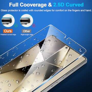 3 Pack Screen Protector for Samsung Galaxy S25 Ultra 6.9 Inch, 9H Tempered Glass, Ultrasonic Fingerprint Unlock, Case Friendly Tempered Glass Screen Protector for Samsung Galaxy S25 Ultra