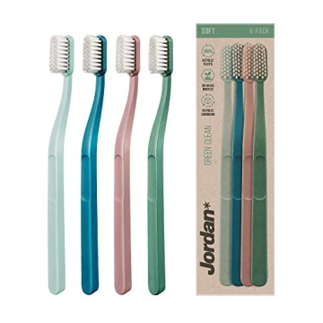Jordan Green Clean Manual Toothbrush - Sustainable, Eco-Friendly Scandinavian Design, Soft Bristles,...