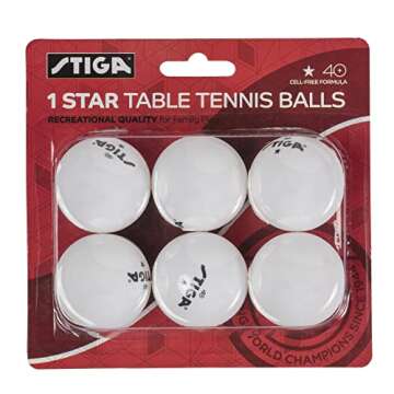 STIGA 6pk 1-Star Table Tennis Balls – Official 40mm Size