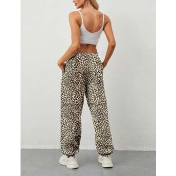 Eutten Women's Baggy Leopard Print Sweatpants High Waisted Fleece Joggers Pants Fitted Sweat Pants w...