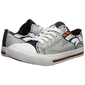 FOCO Denver Broncos NFL Womens Glitter Low Top Canvas Shoes - 6
