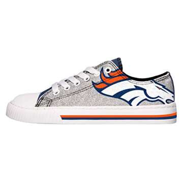 FOCO Denver Broncos NFL Womens Glitter Low Top Canvas Shoes - 6