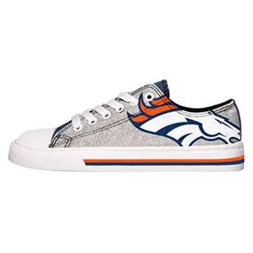 FOCO Denver Broncos NFL Womens Glitter Low Top Canvas Shoes - 6