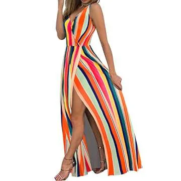 II ININ Women's 2024 Summer Beach Wedding Guest Dresses V Neck Spaghetti Strap Hawaiian Vacation Lon...