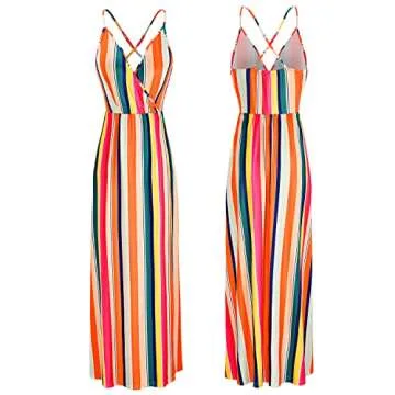 II ININ Women's 2024 Summer Beach Wedding Guest Dresses V Neck Spaghetti Strap Hawaiian Vacation Long Maxi Dress