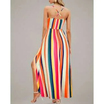 II ININ Women's 2024 Summer Beach Wedding Guest Dresses V Neck Spaghetti Strap Hawaiian Vacation Long Maxi Dress