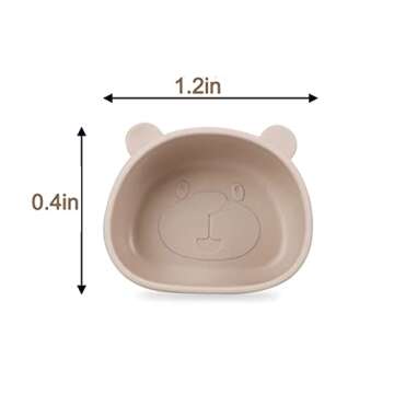 PandaEar Baby led Weaning Supplies BLW, Silicone Suction Toddler Plate Suction Bowl and Spoon for Self Feeding, Toddler Utensils Feeding Set Baby Eating Supplies (Bear Shape Tawny)