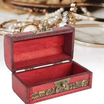 Walfront Wooden Jewelry Box, Vintage European Classical Wooden Case Jewelry Storage Box Container Ho...