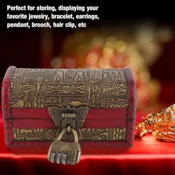 Walfront Wooden Jewelry Box, Vintage European Classical Wooden Case Jewelry Storage Box Container Home Decoration for Storing, Displaying Jewelry, Bracelet, Earrings (#1: Password