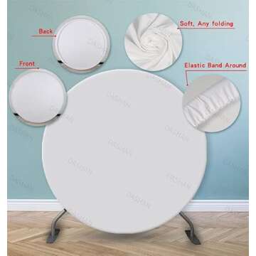 DASHAN Girl Baby Shower Decorations Oh Baby Sign for Backdrop Baby Shower Backdrop for Girl Birthday Party Backdrop 6.5x6.5ft Polyester Newborn Round Backdrop