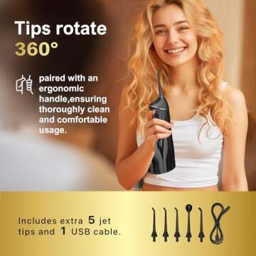 Oralfree Water Dental Flosser Teeth Pick - Cordless Portable Floss Picks Rechargeable Travel Pik Irrigation Cleaner IPX7 Waterproof Oral Irrigator Electric Flossing Machine for Home Teeth Cleaning