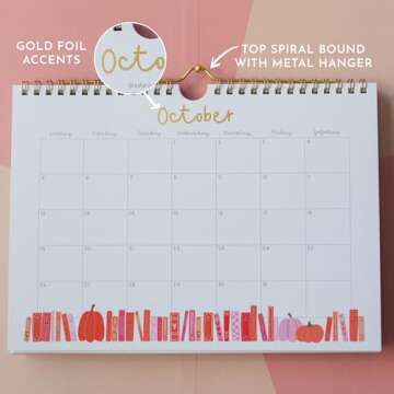 Pippi Post Book Lover's 2025 Spiral Wall Calendar For 12 Months, Hanging Calendar, Monthly Calendar,...