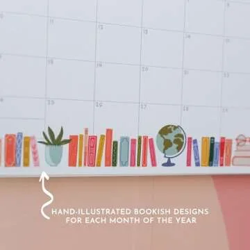 Pippi Post Book Lover's 2025 Spiral Wall Calendar For 12 Months, Hanging Calendar, Monthly Calendar, Office Calendar, Perfect 2025 Calendar Wall Decor and Book Lovers Gifts