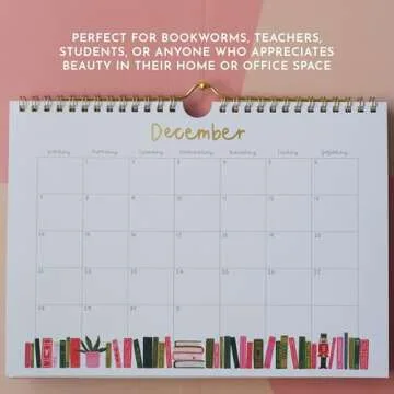 Pippi Post Book Lover's 2025 Spiral Wall Calendar For 12 Months, Hanging Calendar, Monthly Calendar, Office Calendar, Perfect 2025 Calendar Wall Decor and Book Lovers Gifts
