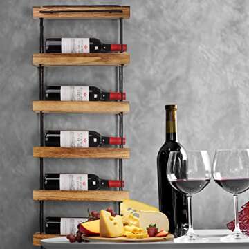 Rubah RubaH Wood Wine Rack Wall Mount Wine Bottles Holder, 6 Tier Kitchen Storage Rack, Stylish Home Decor Wine Bottles Display