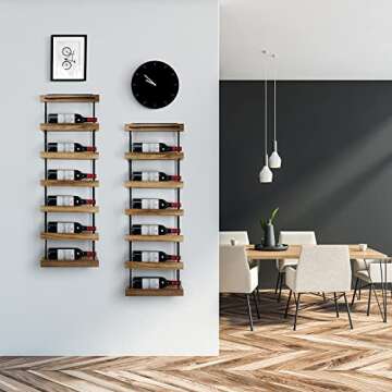 Rubah RubaH Wood Wine Rack Wall Mount Wine Bottles Holder, 6 Tier Kitchen Storage Rack, Stylish Home Decor Wine Bottles Display