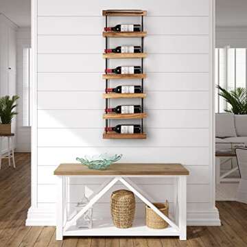 Rubah RubaH Wood Wine Rack Wall Mount Wine Bottles Holder, 6 Tier Kitchen Storage Rack, Stylish Home Decor Wine Bottles Display