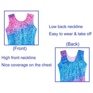 Domusgo Girls Gymnastics Leotards Size 5-6 Years Old Sparkly Gradient Stripe Unitards with Shorts