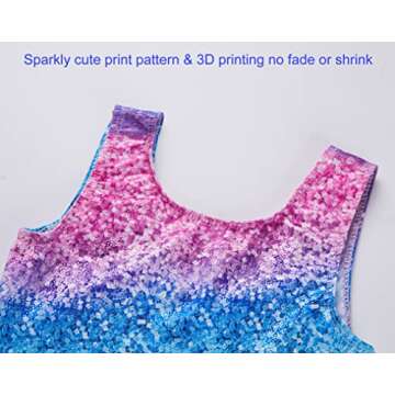 Domusgo Girls Gymnastics Leotards Size 5-6 Years Old Sparkly Gradient Stripe Unitards with Shorts
