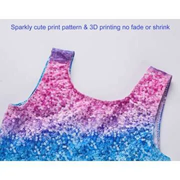 Domusgo Girls Gymnastics Leotards Size 5-6 Years Old Sparkly Gradient Stripe Unitards with Shorts